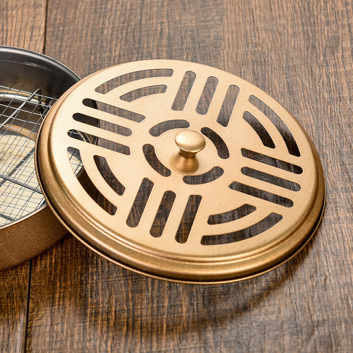 Stainless steel color household mosquito coil box with lid mosquito coil tray fireproof creative tray outdoor portable gray mosquito coil rack