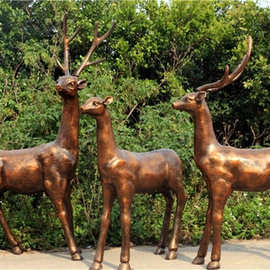 批发铸造铜鹿工艺品 动物园群鹿雕塑制作厂家 铜鹿雕塑图片