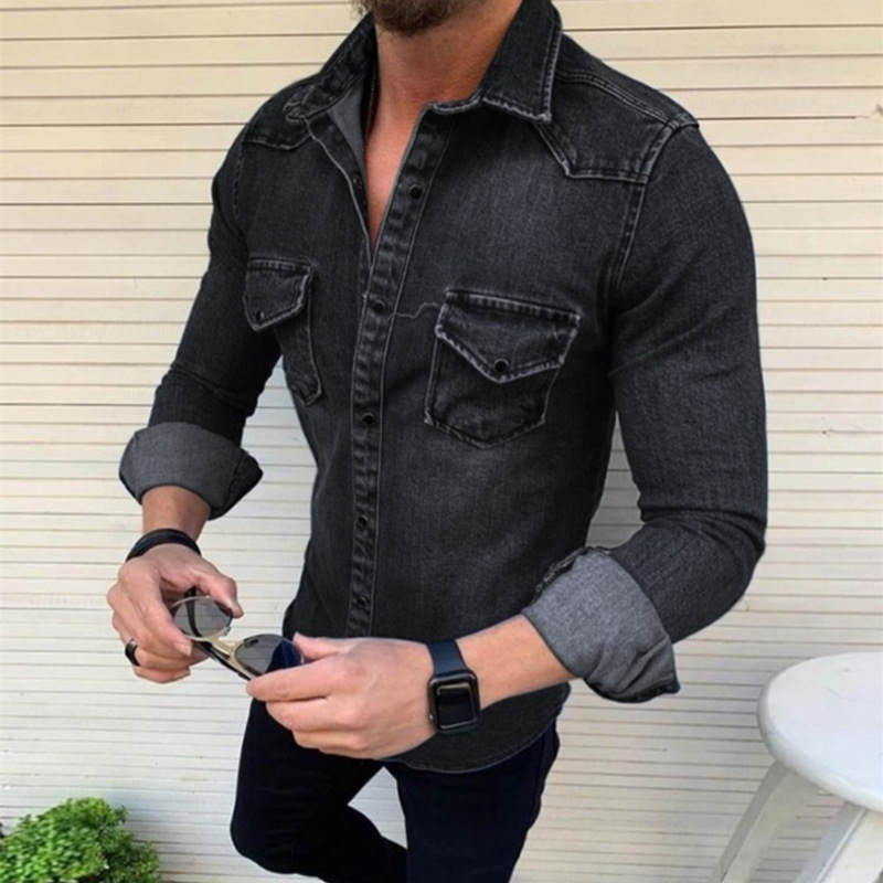 Men's Autumn Winter Button Solid Color Vintage Denim Jacket Tops Blouse Coat Casacos De Inverno Masculino Men's Jacket_voghion.com