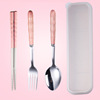 Handheld Japanese set stainless steel, fork, spoon, chopsticks for elementary school students, 3 piece set, Birthday gift, wholesale