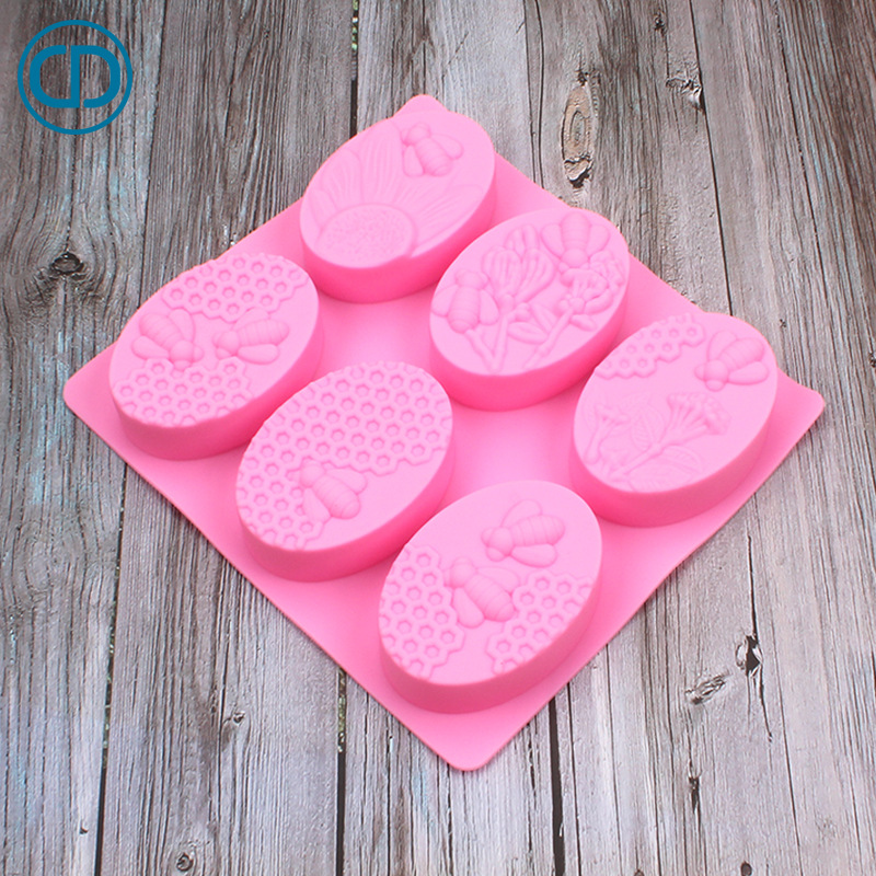 厂家直销FDA品质6连蜜蜂硅胶肥皂模具自制DIY手工香皂烘焙工具|ms