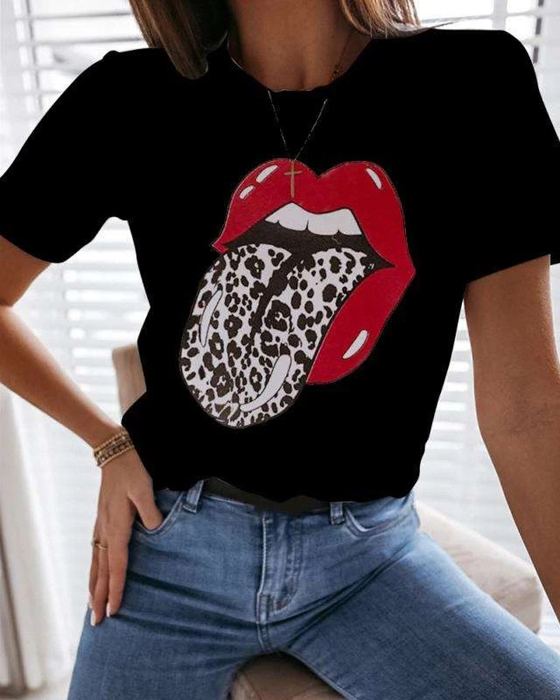 women's loose printed short-sleeved T-shirt NSKX8456