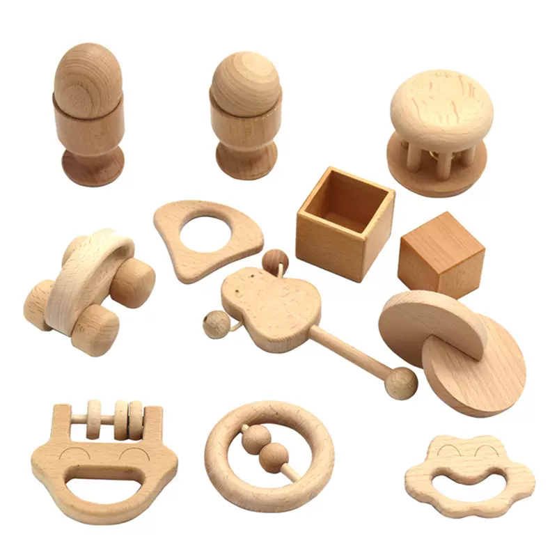 幼儿园早教nido教具蒙氏婴幼儿木制男宝宝女娃玩具0-18个月拔浪鼓