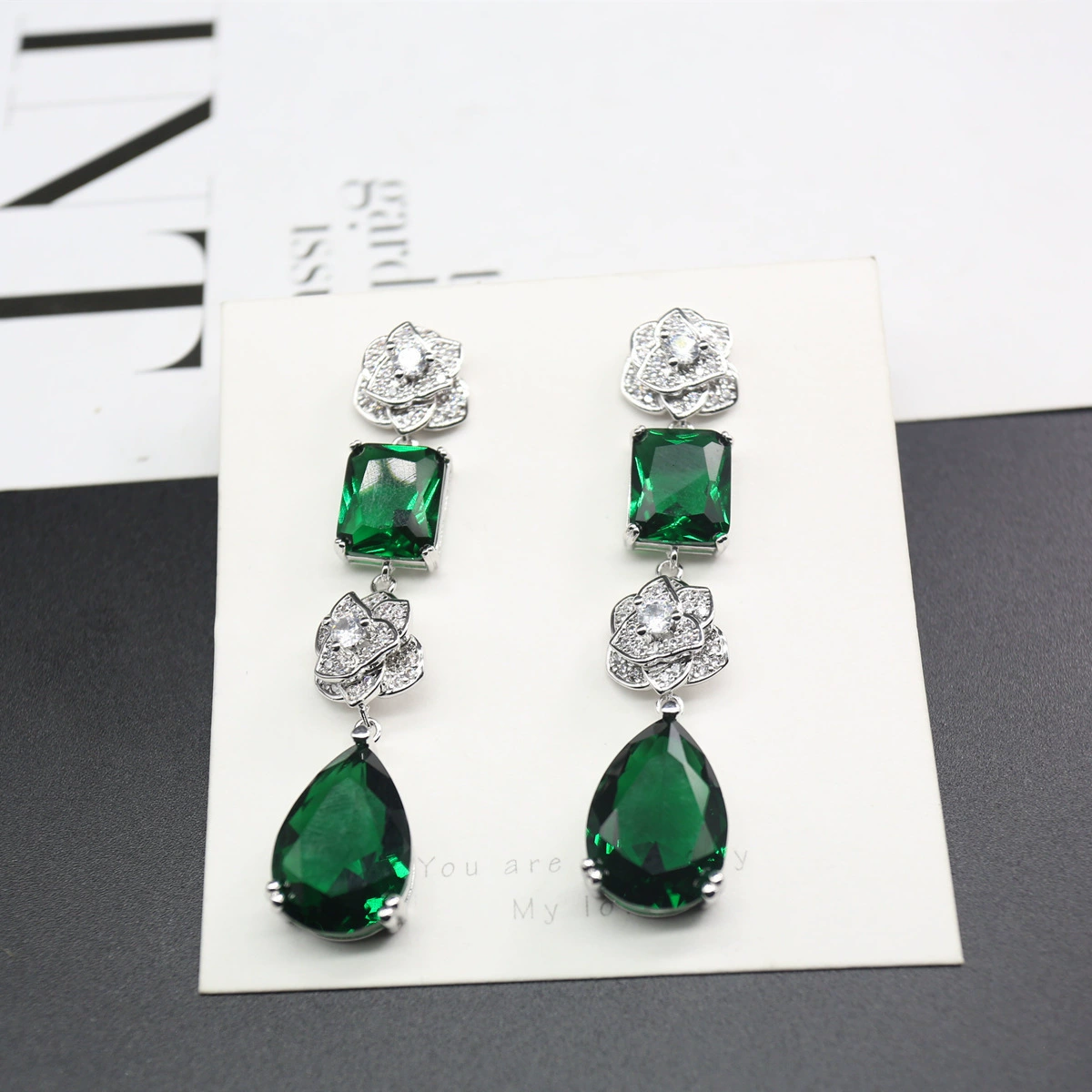 Серебряная игла, серьги из изумруда, инкрустация камнем, изящная циркония, образец серебра 925, интернет-знаменитость