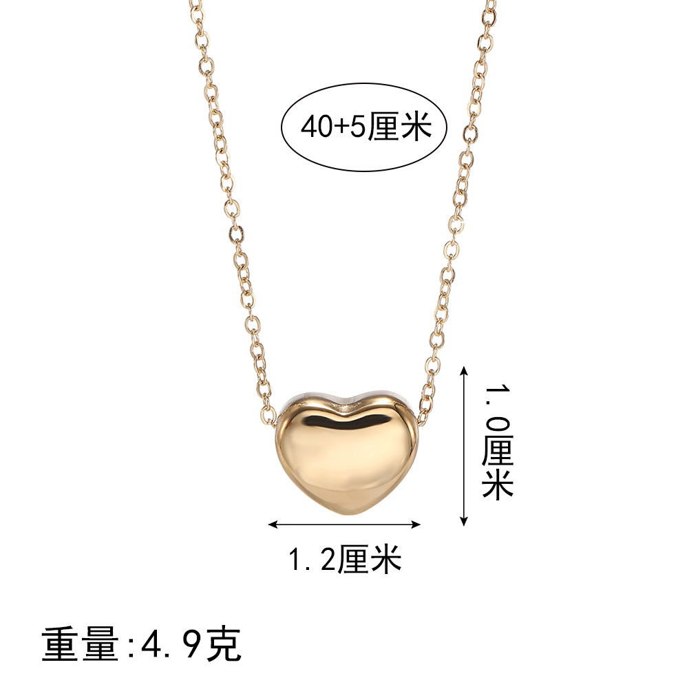 Korean Simple Necklace Women Stainless Steel Heart-shaped Necklace Plated 24k Gold Necklace Wholesale display picture 1
