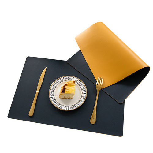 Double-sided solid color pu leather placemats waterproof and oil-proof no-wash Nordic and Western placemats solid color household PVC anti-scald placemats