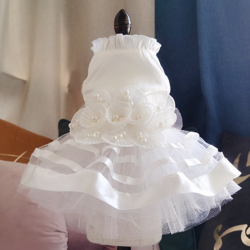 White Wedding Dress for puppy dog flower dog tutu skirt evening birthday party dresses for dog pet formalclothes dog tutu skirt type of summer wedding dresses