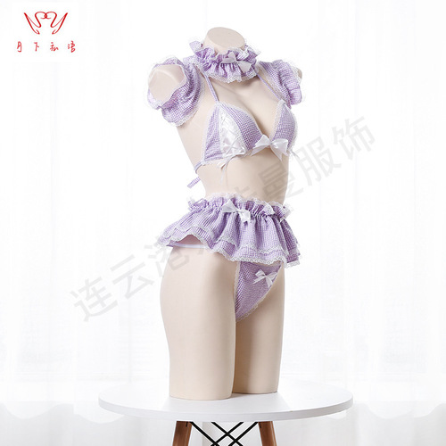 Cross-border distribution of new sexy lingerie, sexy three-point temptation, hollow sexy role, passionate maid role-playing uniform