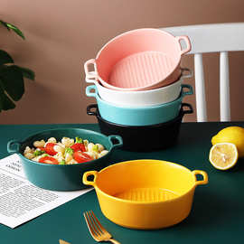 双耳汤盆面条碗大号拉面碗陶瓷创意个性大碗大汤碗家用泡面碗单个