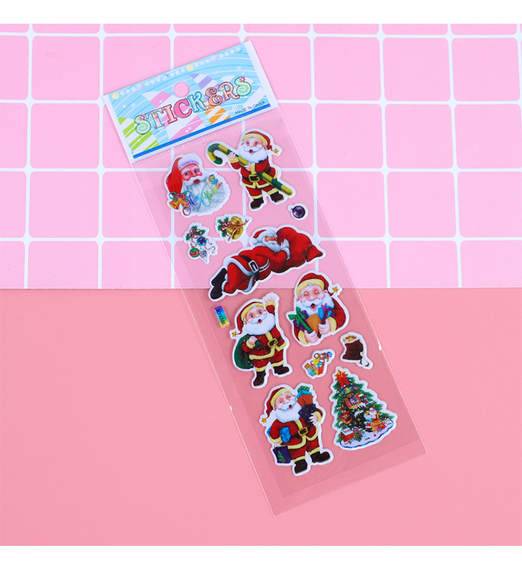 Plastic Material Mini Cute Bubble Cartoon Christmas Smiling Face Stickers 1 Piece
