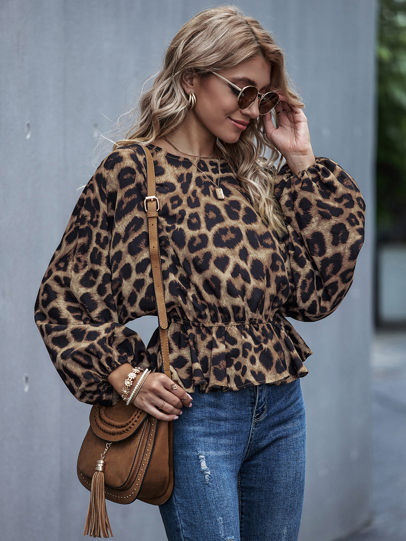 Ladies Leopard Print Tops   NSDF14215