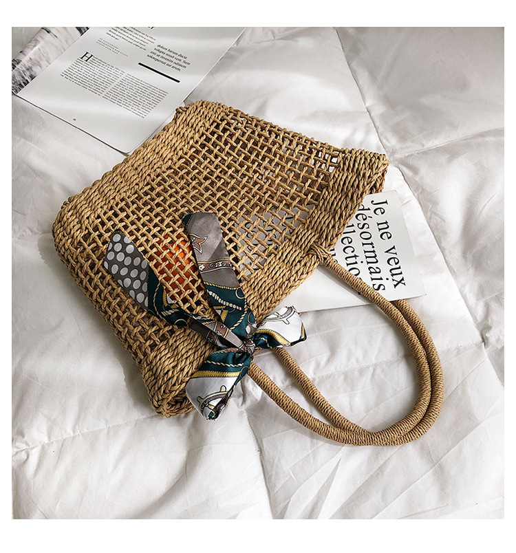 Fashion Large-capacity Bow Hollow Straw Woven Bag display picture 16