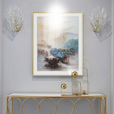 新中式客厅装饰画意境挂画卧室床头画餐厅墙壁画晶瓷画山水装饰画|ms