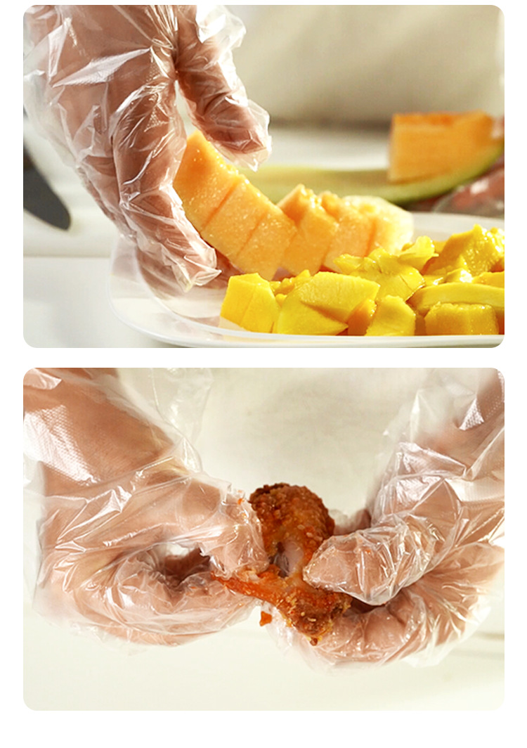塑料手套餐饮外卖小龙虾美发加厚PE透明薄膜手套食品级一次性手套