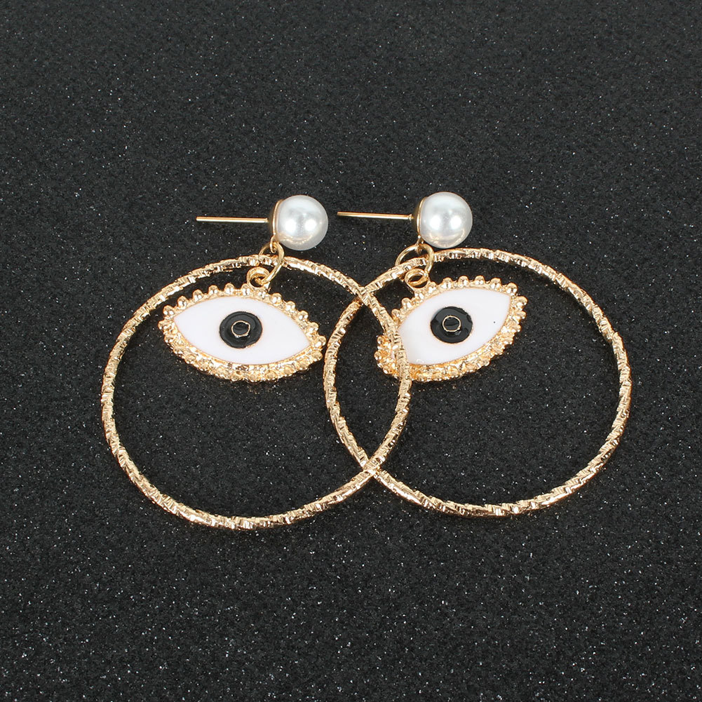 Korean Fashion Style Alloy Dripping Eyes Round Earrings Wholesale Nihaojewerly display picture 3