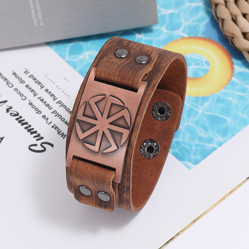 retro simple punk leather bracelet