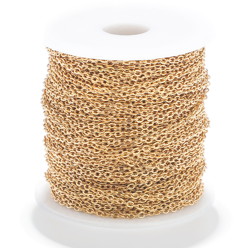 18K Gold Plated Plating Material DIY Jewelry Accessories Classification 1 Roll Diameter 4mm Diameter 5mm Diameter 6 Mm 304 Stainless Steel 18K Gold Plated Geometric Polished Chain