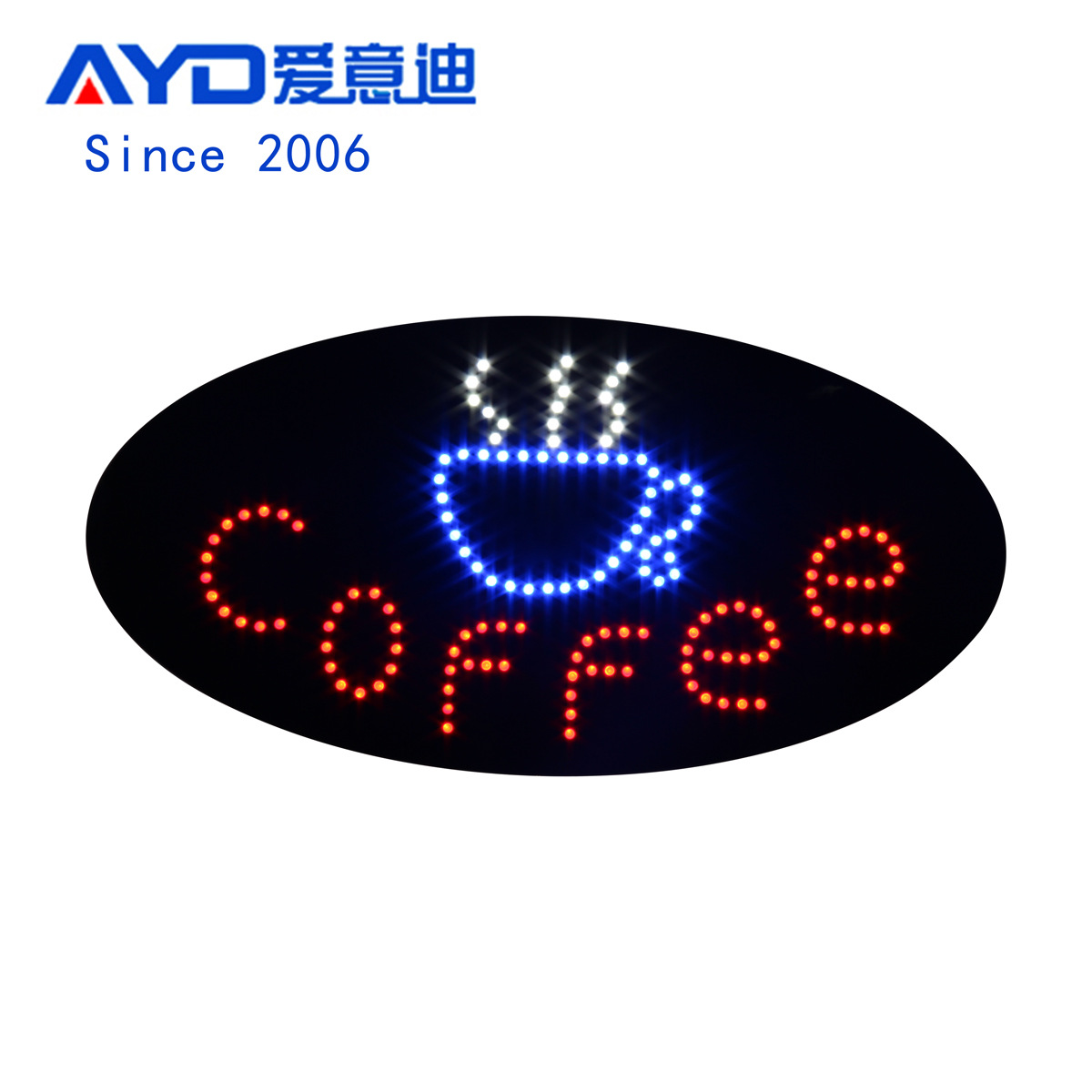 LED广告牌咖啡店营业 ABS指示挂牌定制 LED Coffee Sign 24x48cm