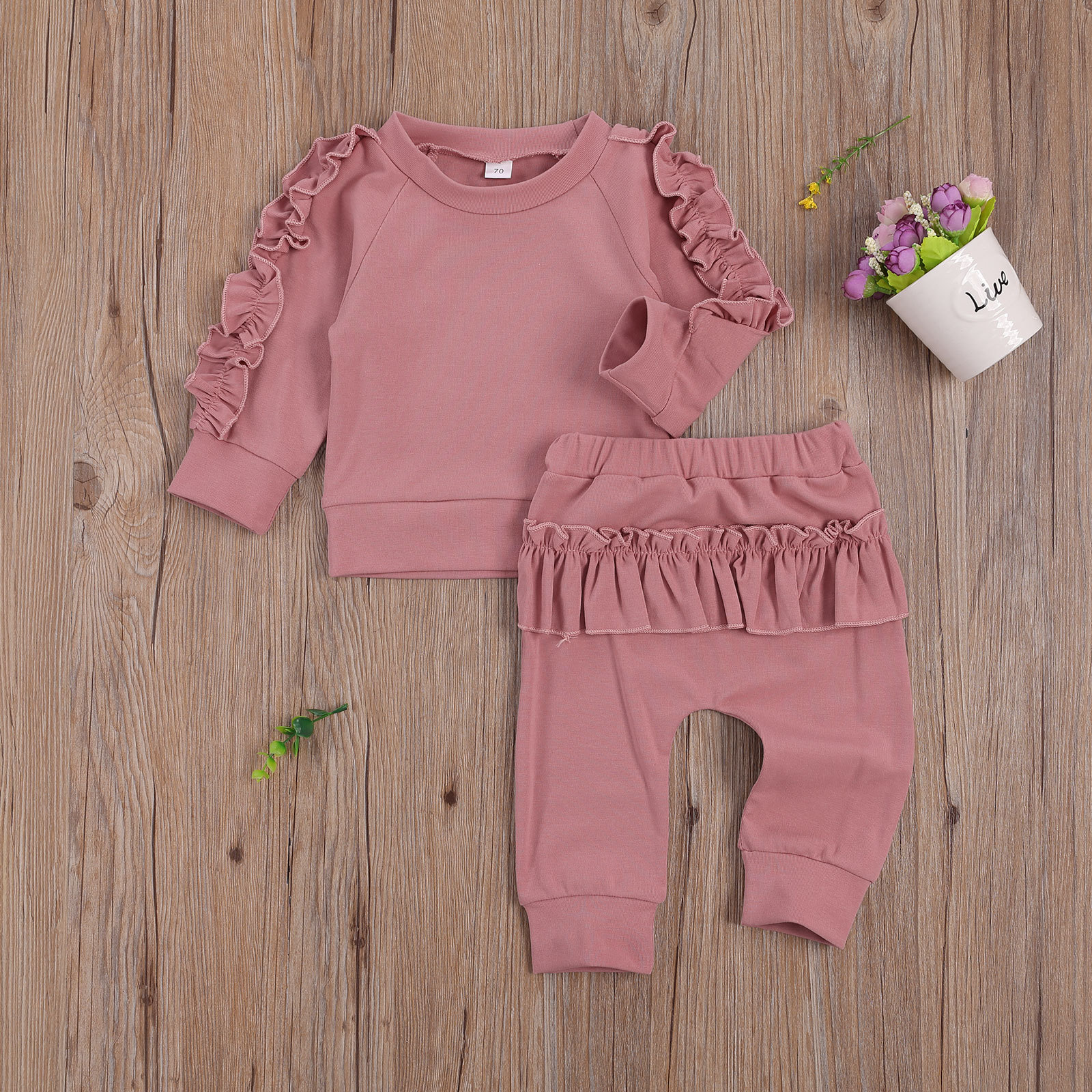 Fashion Solid Color Cotton Baby Clothing Sets display picture 6