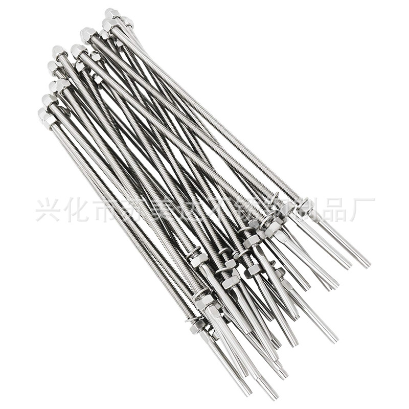 316不锈钢加长直杆钢丝绳接线器楼梯栏杆配件螺纹螺栓张力端接头
