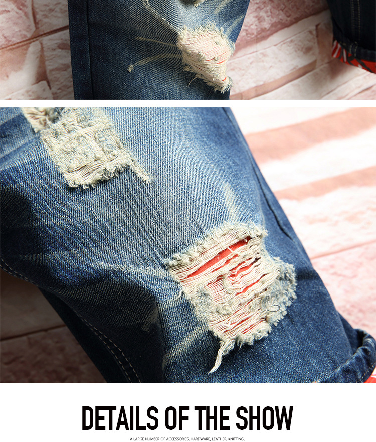 abbigliamento da uomo alla moda, pantaloncini estivi in denim strappato, pantaloni a gamba dritta attillati in cinque pezzi_voghion.com