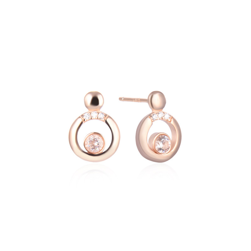 Japonés y coreano s925 pendientes de plata pendientes de anillo de moda elegante de las mujeres novias regalo circón pendientes fuente fábrica