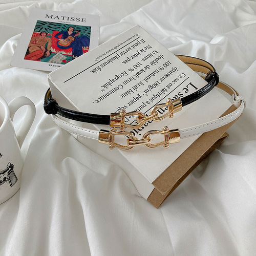 Belted women's slim decorative dress, holeless fashionable waist sash Korean retro minimalist fashionable Instagram style belt