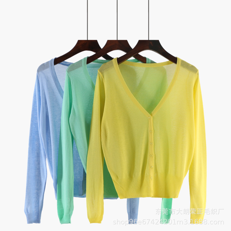 Imitation Linen Large Size Ice Silk Knitted Sweater Women's Thin Long-Sleeved Outer Skirt with Suspender for Summer Sun Protection Cardigan