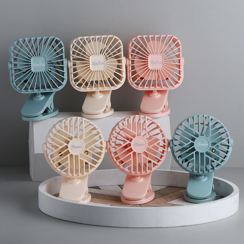new pattern Mini Table baby garden cart Night light dormitory Clip Fan Mute portable USB charge Desktop Fan