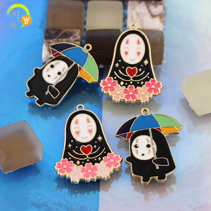 日系卡通无脸男 饰品配件配饰耳环耳饰项链吊坠diy材料滴油合金