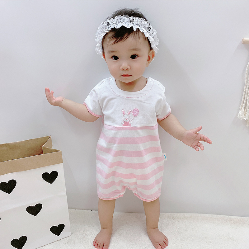 Summer New 0-3 Year Old Baby Cartoon Bunny Balloon Open Shoulder Clothing Wholesale display picture 4