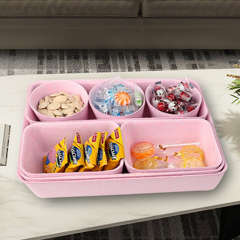 Fieltro bandeja de almacenamiento de escritorio cajón organizador compartimiento caja de almacenamiento de oficina conjunto de 8 piezas