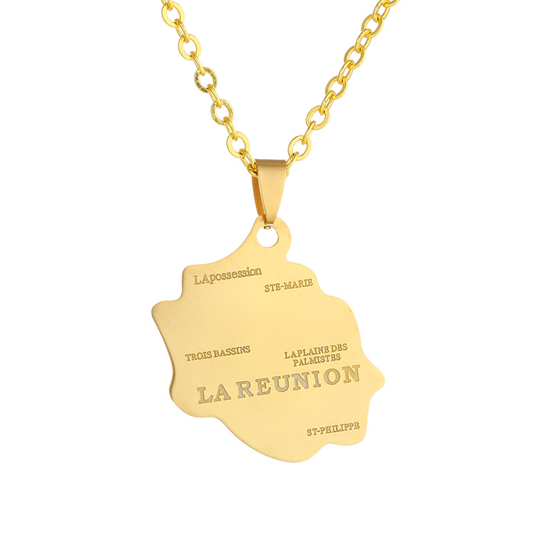 1 Piece Quantity IG Style Map Letter 201 Stainless Steel Plating Unisex Pendant Necklace Men Pendant Necklaces
