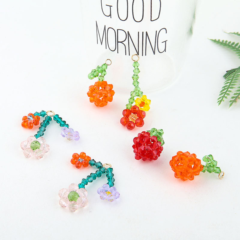 10 Piezas/Paquete Cristal De Imitación Vidrio Flor Fresa Colgante display picture 3