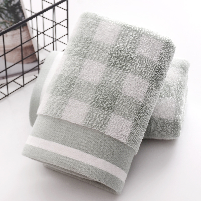 Serviette de toilette en coton à carreaux épais (120 g), douce et absorbante, avec logo personnalisé. Idéale comme cadeau._voghion.com
