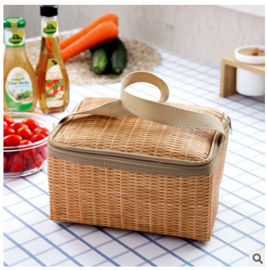Cross-border in stock rattan-like lunch bag thickened insulation bag waterproof bag lunch bag lunch box bag with rice bag