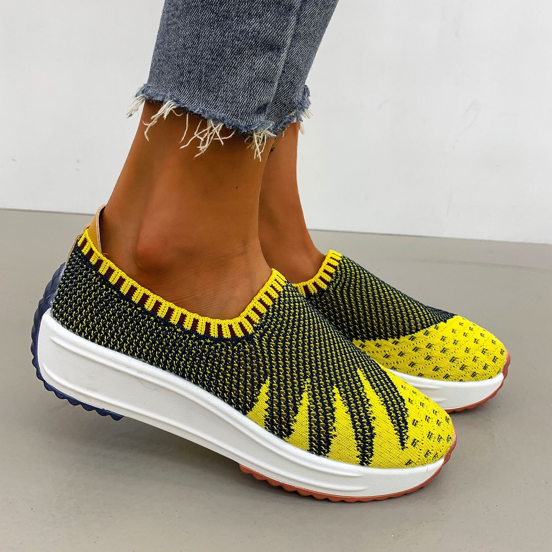 women's universal two-tone trend casual footwear low-cut platform