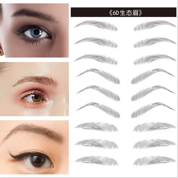 Factory direct 6D simulation eyebrow stickers 3d semi-permanent black eyebrow tattoo eyebrow stickers lazy waterproof natural