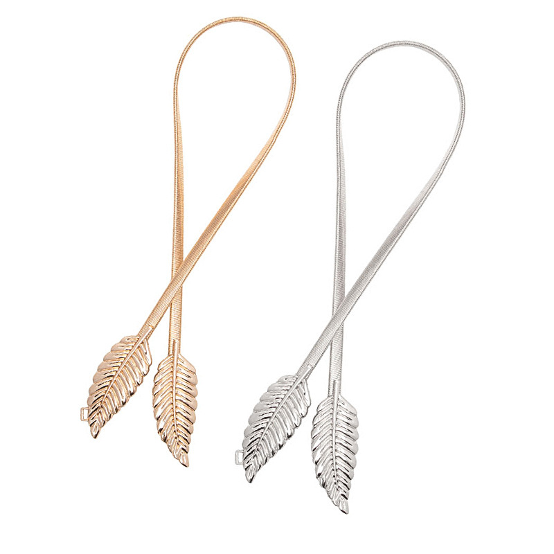 Oro Plata de las mujeres estilo Coreano hojas metal cadena la cintura elástico cinturón Otoño e Invierno Venta caliente