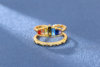 Rainbow zirconium, fashionable adjustable ring, Korean style, micro incrustation, on index finger