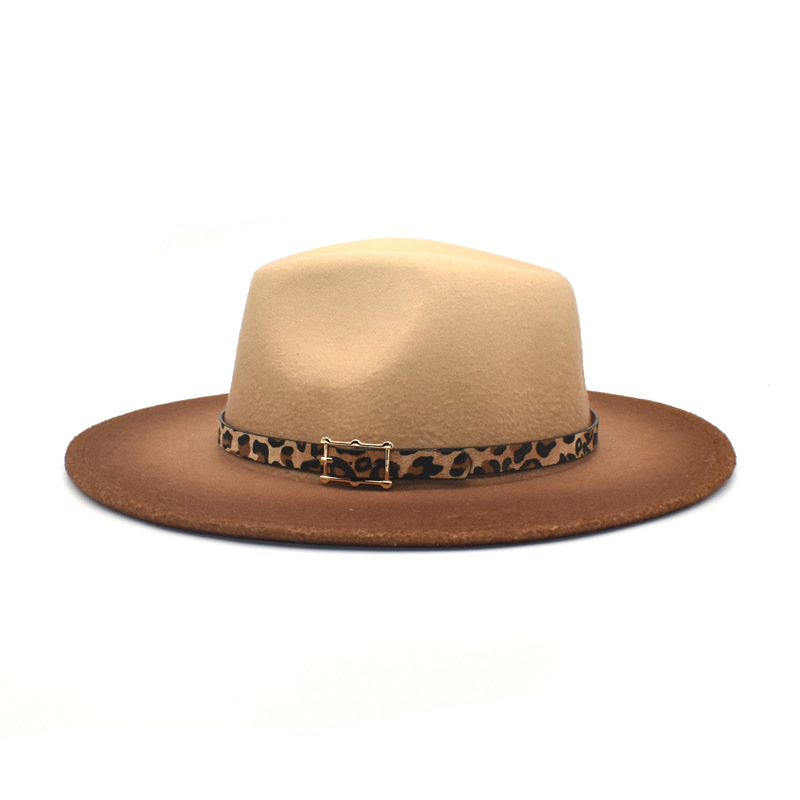 Women's Fashion Gradient Color Metal Button Flat Eaves Fedora Hat display picture 4