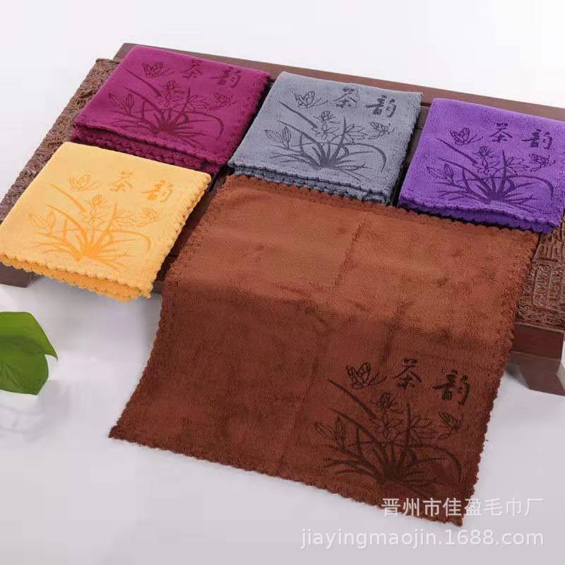 Tea towel thickening Tea towel Tea cloth laser carving pattern water uptake tea set parts customized logo Independent packing