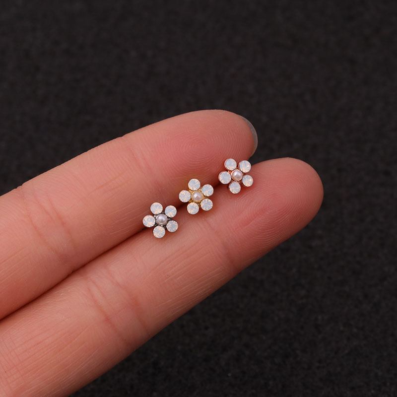 Ear Cartilage Rings & Studs Fashion Geometric 316 Stainless Steel  Copper Zircon display picture 7