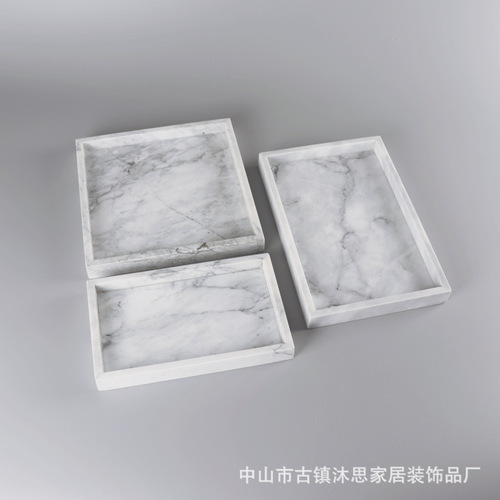 Hotel model room bathroom wash tray cake tray home cosmetics white natural marble square tray