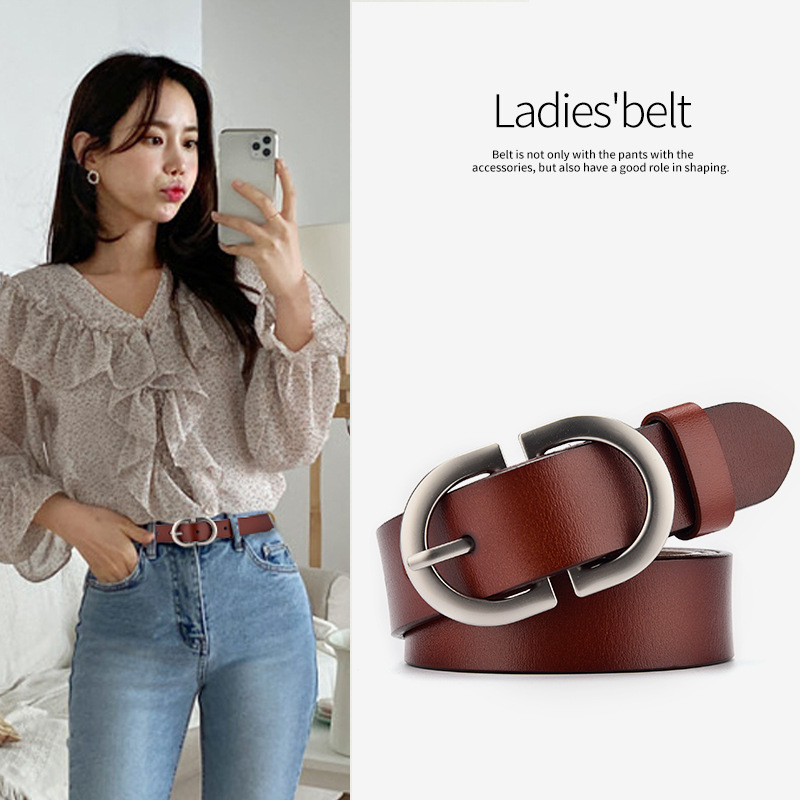 Ladies Belt Skirt Decorative Small Belt Leather Pin Buckle
