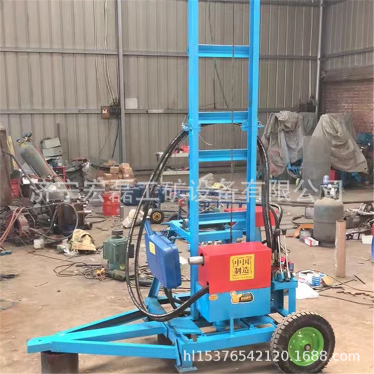 伸缩牵引式打井机120米小型带轮民用电动打井机家用水井打井机
