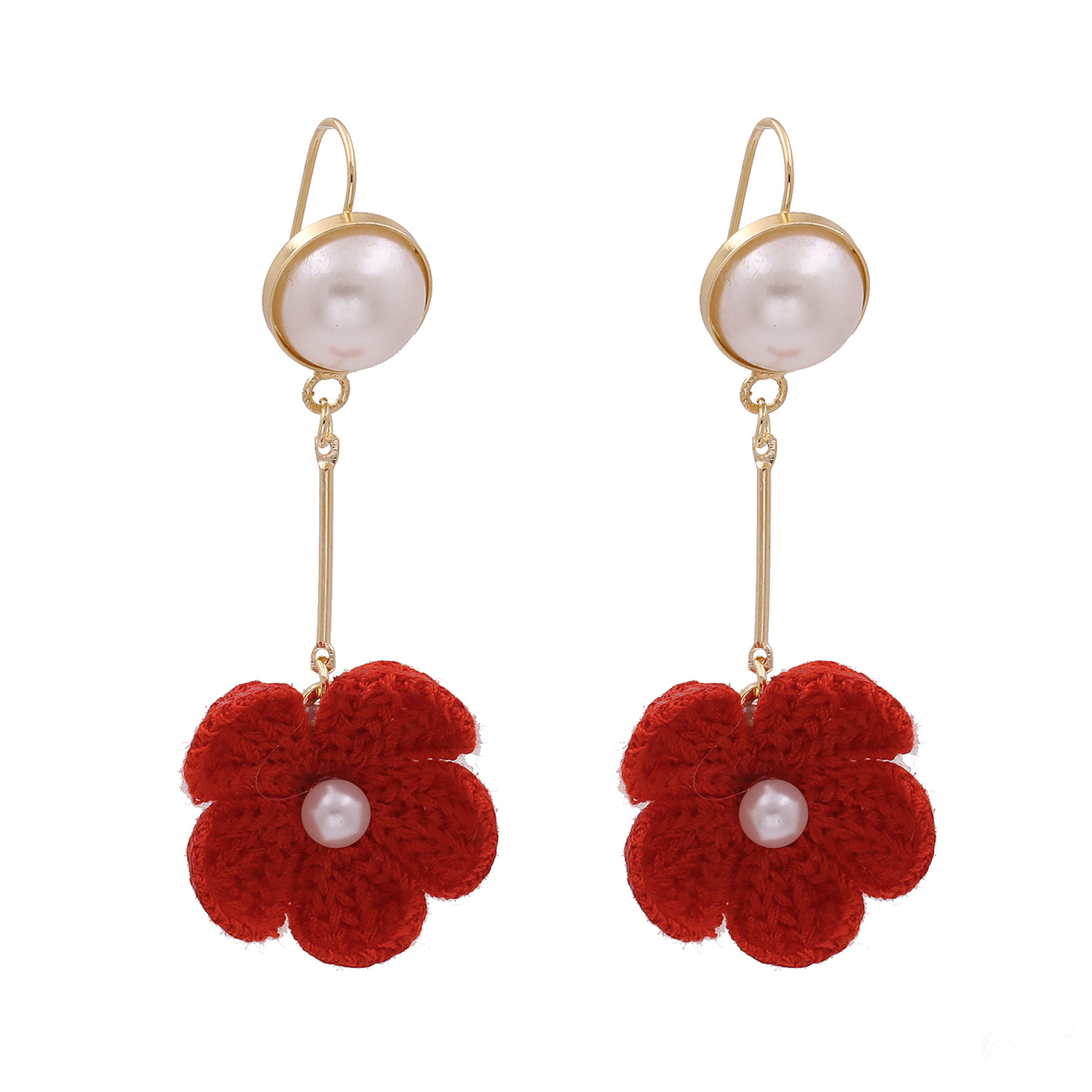 New Fashion Knitted Flower Earrings For Women Wholesale display picture 5