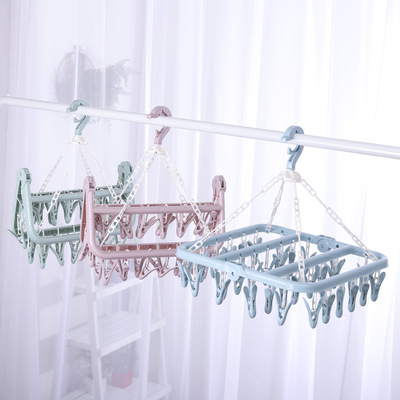 32 fold coat hanger adult Plastic Clamp children baby Sock rack household Rack Windbreak Clothes hanger