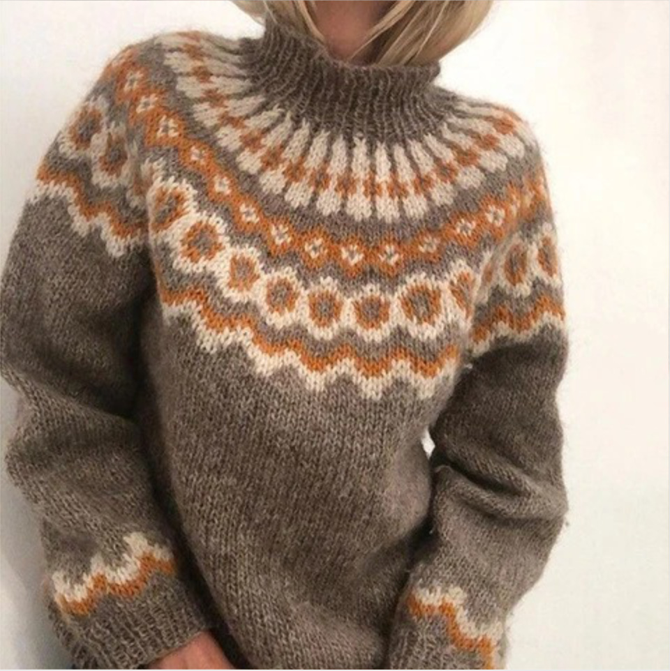 Women's Slim Turtleneck Printed Sweater shopper-ever.myshopify.com
