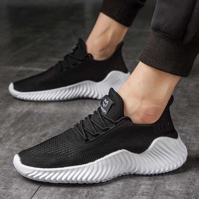 Cross-Border Men's shoes breathable flying woven shoes sports casual shoes men's Korean-style trendy lightweight running plus size men's shoes 556